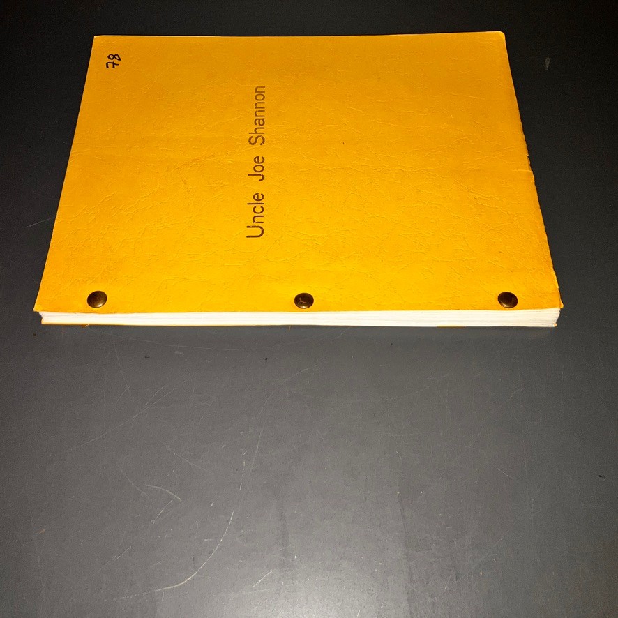 UNCLE JOE SHANNON (5/13/78) Burt Young Writes/Stars -#78 Prod Script w/NOTES!