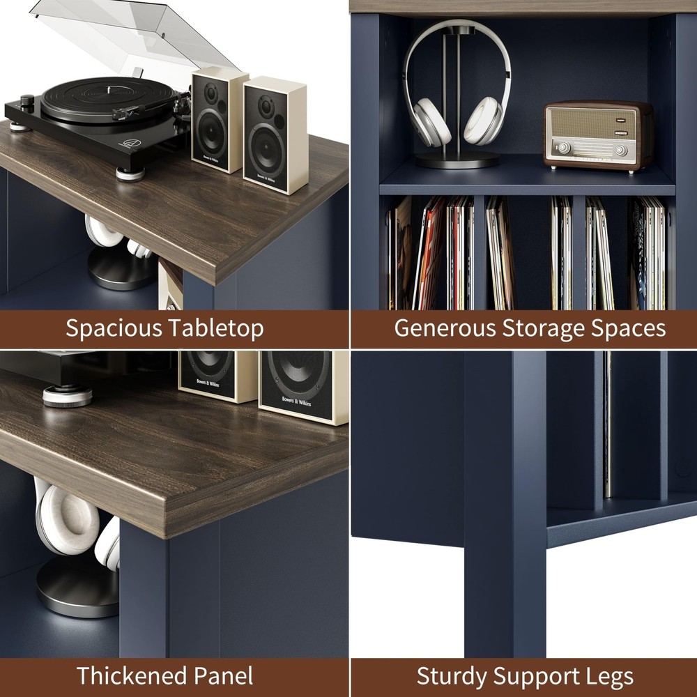 LIDYUK Record Player Stand, Vinyl Record Storage Table End Table with Display...