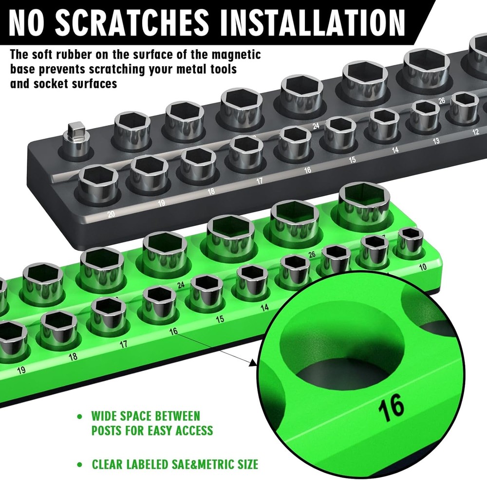Magnetic Socket Organizer Holder Set For Tool Box Drawer, Toolbox Organization I