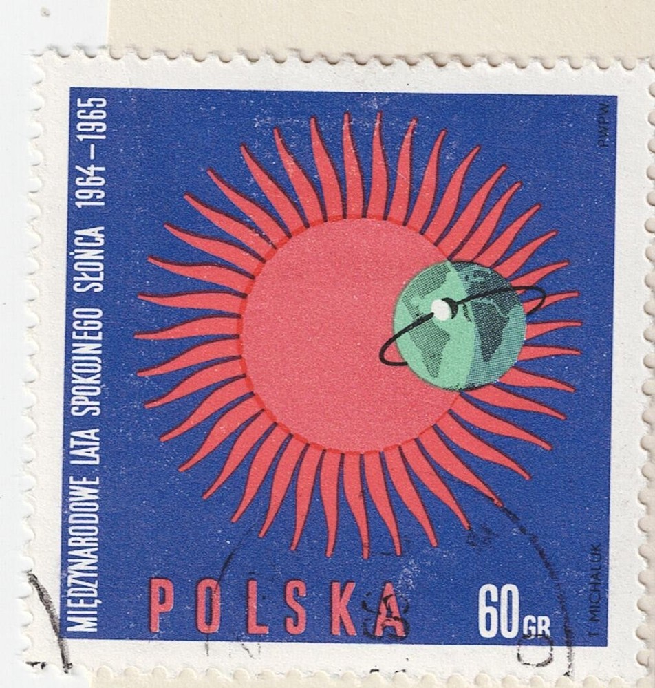 Poland Soviet Space Astronomy Sun and Sputnik stamp 1965 PL