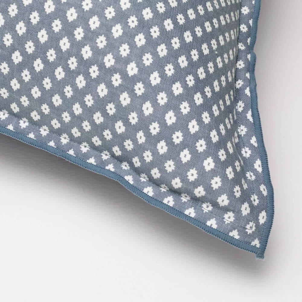 14"x36" Block Pattern Oblong Throw Pillow Blue - Hearth & Hand with