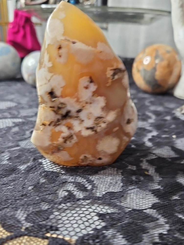 Polished Flower Agate Display Stone - Home Accent 12.3 Oz