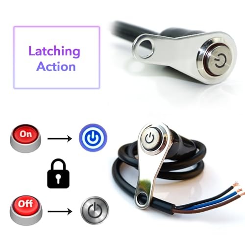 Motorcycle Universal Handlebar Light Power Control Switch Push Button Blue