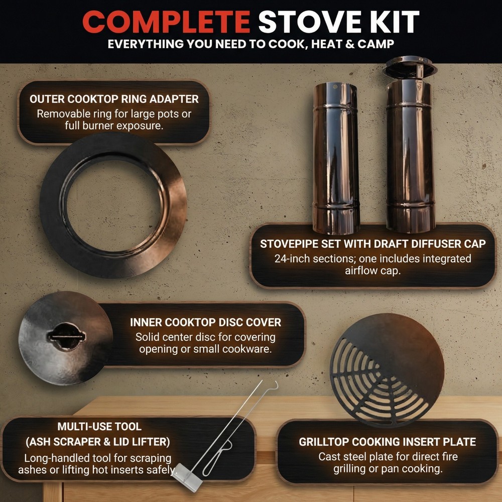 Bundle: Trailblazer" Cookstove + 4 Extra Straight Pipes