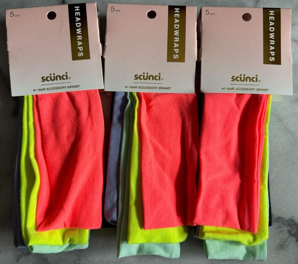 3 Scunci Elevated Basics 2 Inch Wide Multicolor Headwraps 5 Headbands Ea