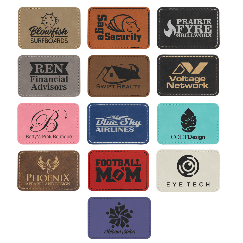 Blank Hat Patches, 10 Pack, Rectangle Laserable Leatherette Patch with Adhesive