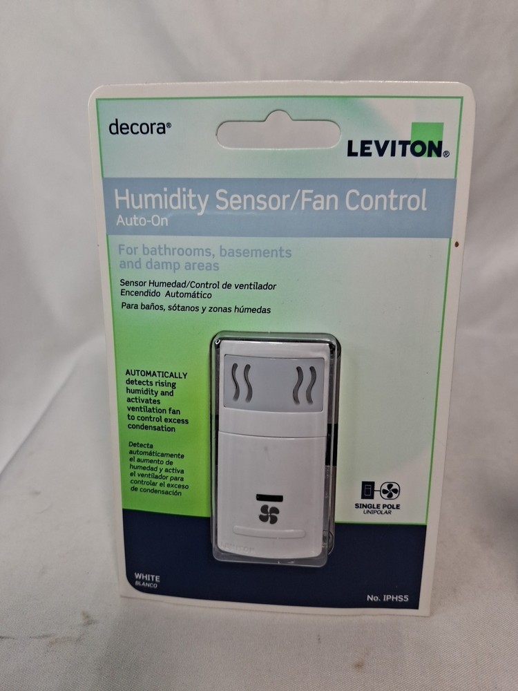 Leviton Decora Humidity Sensor/Fan Control IPHS5, White,