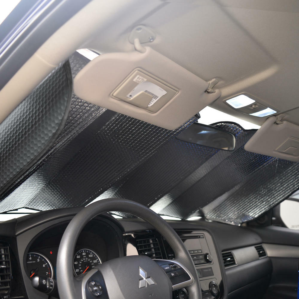 Windshield Reversible Shade Standard Auto Sunshade Foldable Metallic Black
