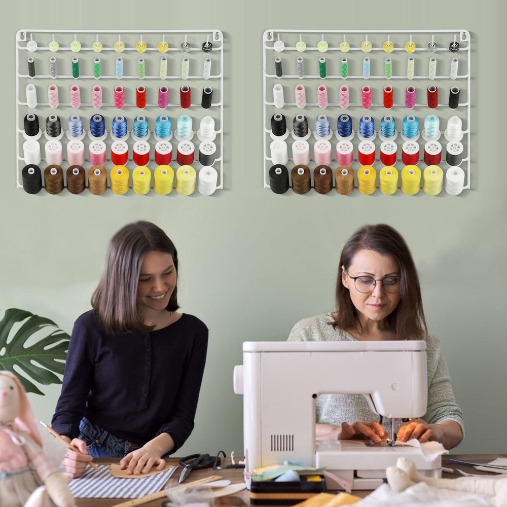 YBING Thread Holder Wall 54-spool Sewing Rack 54 spools, white