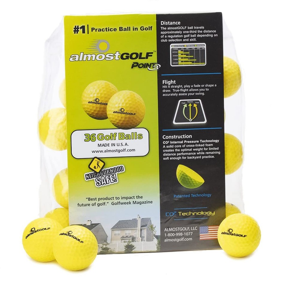 Practice Golf Balls for Golf Training. Made by AlmostGolf. Feel Solid Contact...