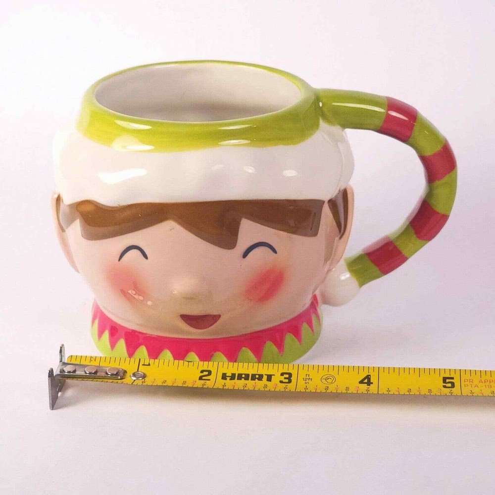 2 Threshold Stoneware Coffee Mugs 12 oz ELF 3D Hot Chocolate Cups Target Decor