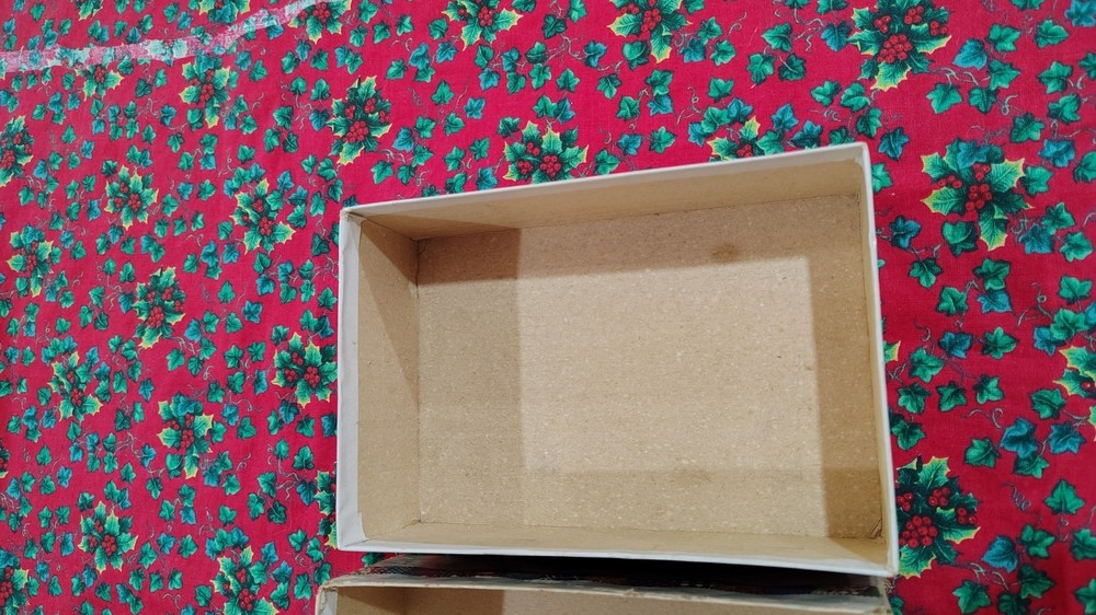 Vintage small Candy Cupboard chocolates patchwork cardboard box empty