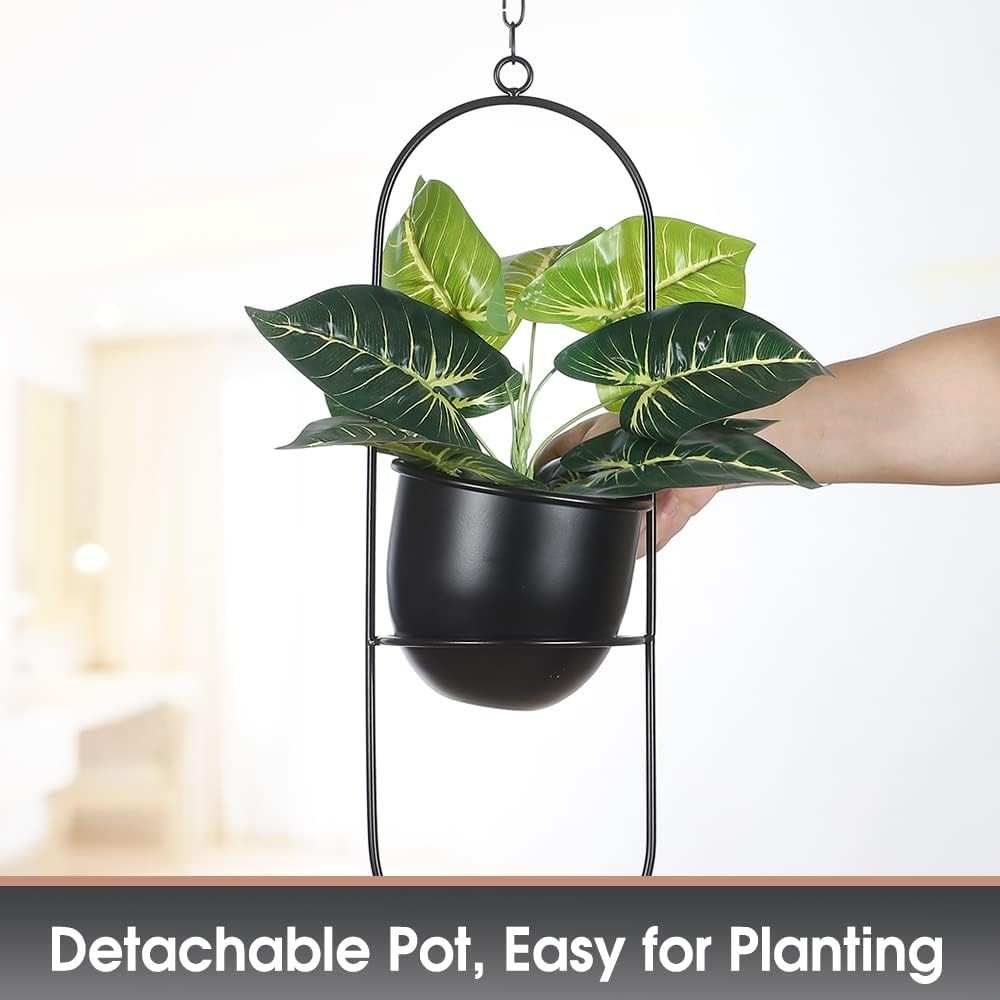Transform Your Space with 2 Black Hanging Planters - Minimalist & Stylish