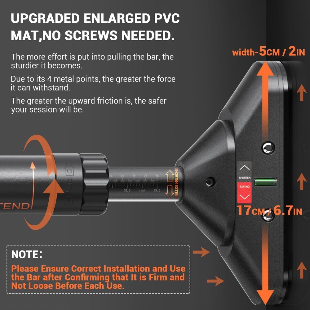Non-Slip Adjustable Pull Up Bar: 440lbs Load Capacity for Upper Body Strength