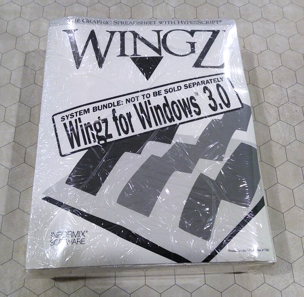 Wingz for Windows 3.0, Informix Software, 1990, graphic spreadsheet, SEALED!