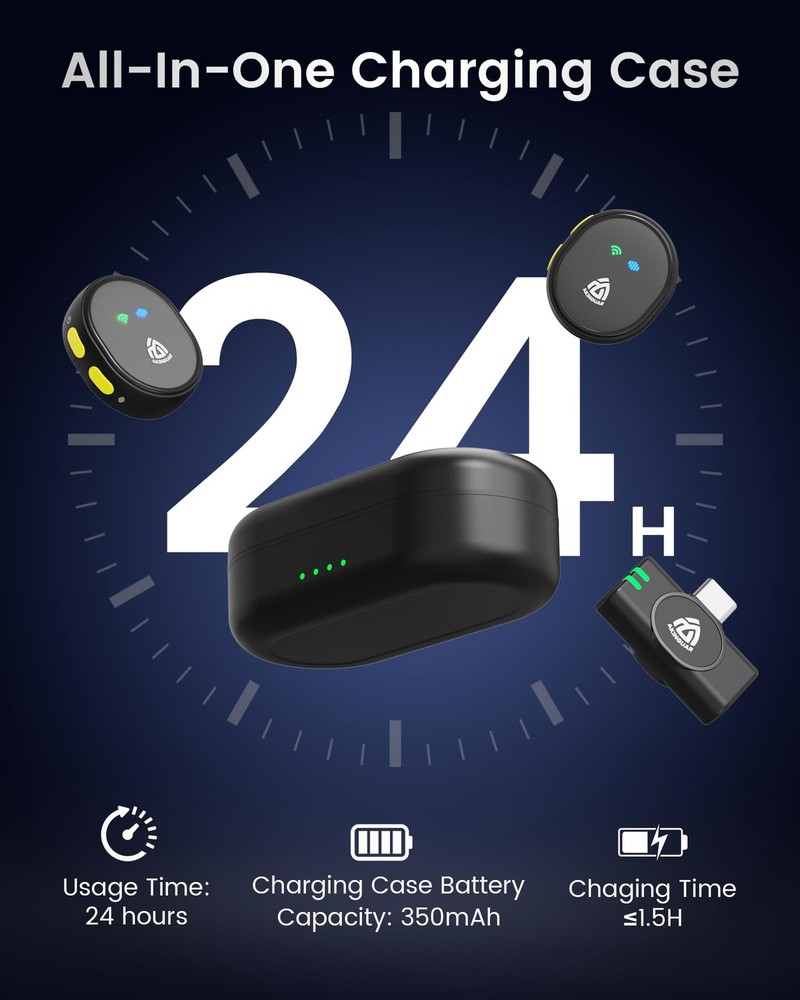 Wireless Lavalier Microphone for iPhone 15/16/17 & Android, Mini Microphone w...