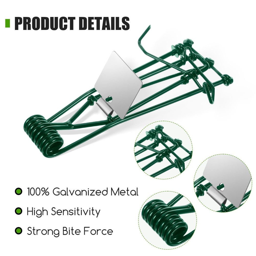 Metal Mole & Gopher Trap - Reusable Tactical Mole Gopher Killer Outdoor Vole ...