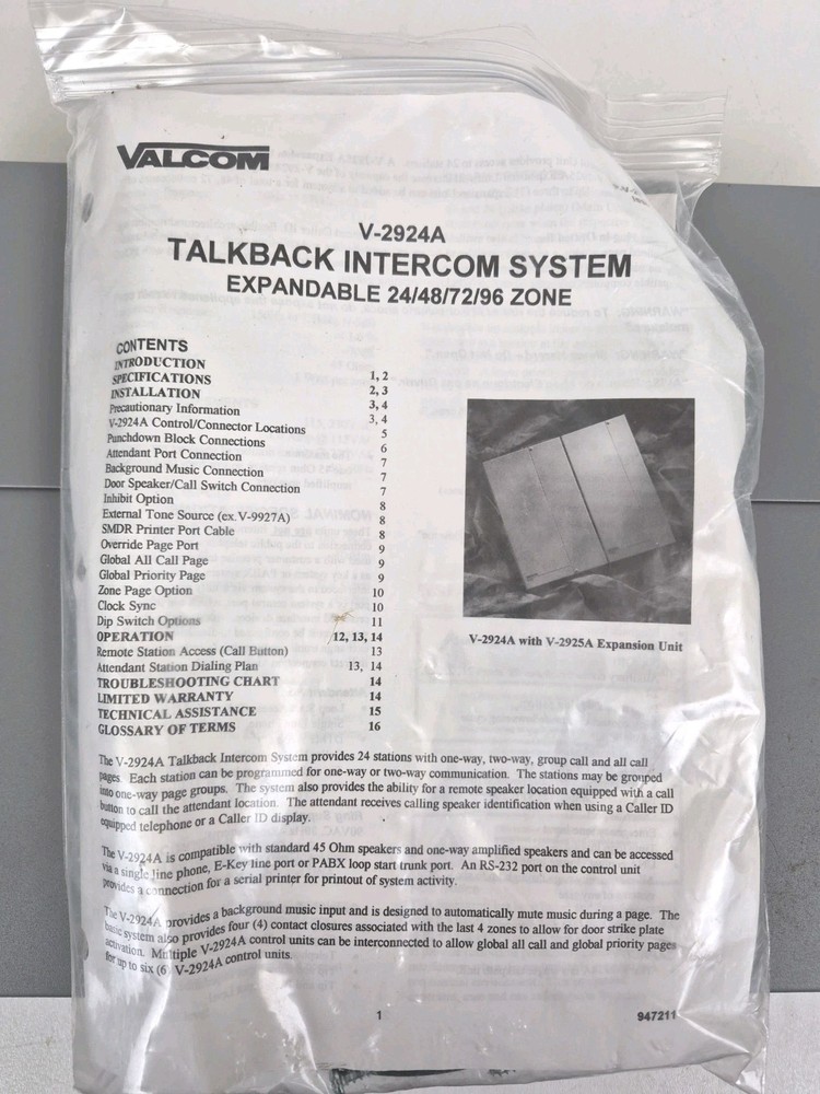 Valcom V-2924A + V-2925A Talkback Intercom System Lot w/ Boxes Powers On