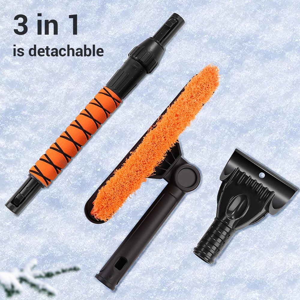 Car  Ice Scraper With Snow Brush Extendable Foam Grip