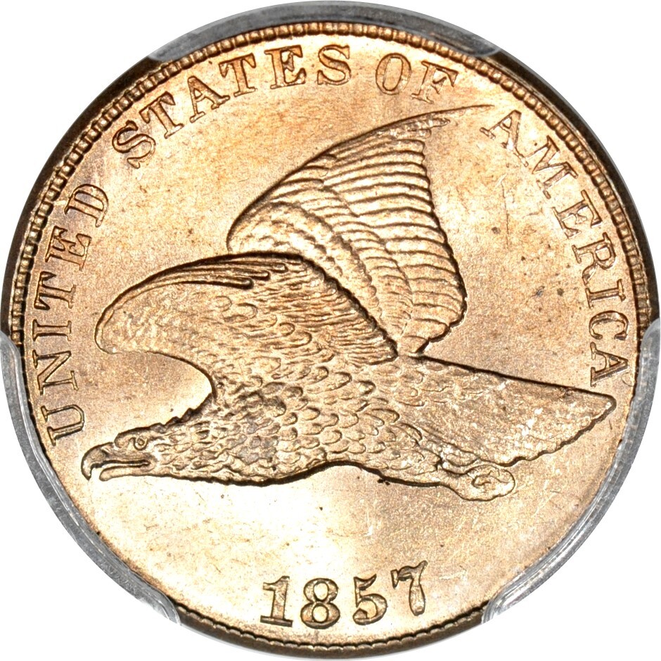 1857 1C Flying Eagle Cent PCGS MS65