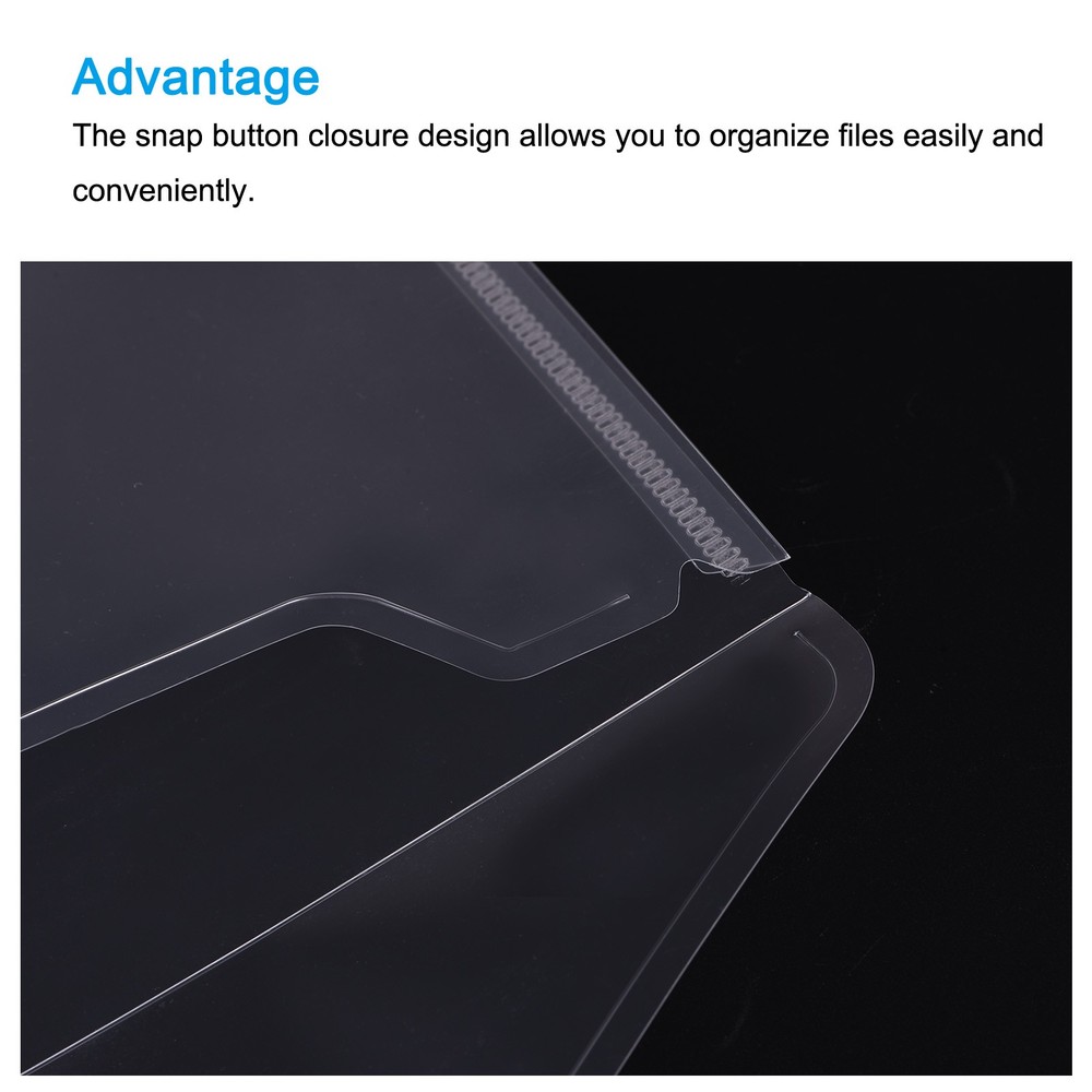12 x File Folders A5 Size Plastic Envelopes Document Organizer Snap Button Clear