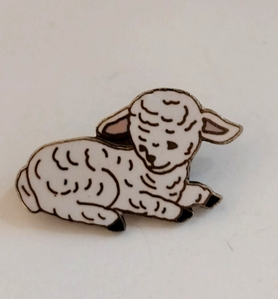 White Lamb Sheep Lapel Tack Pin