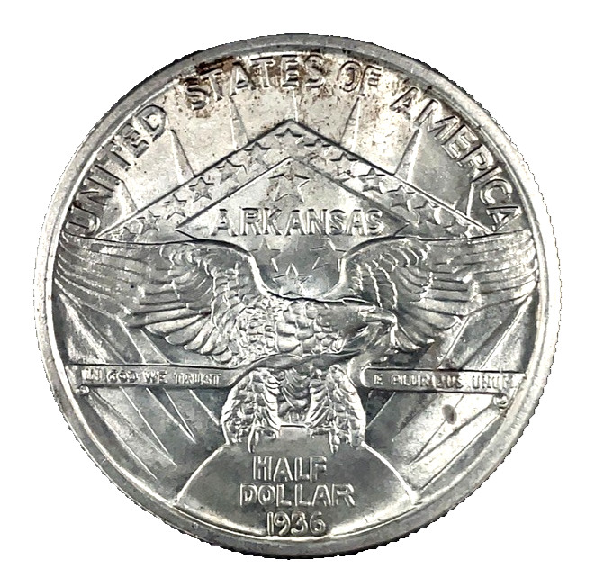 1936 Robinson Arkansas Centennial Commemorative Silver Half Dollar GEM-BU.
