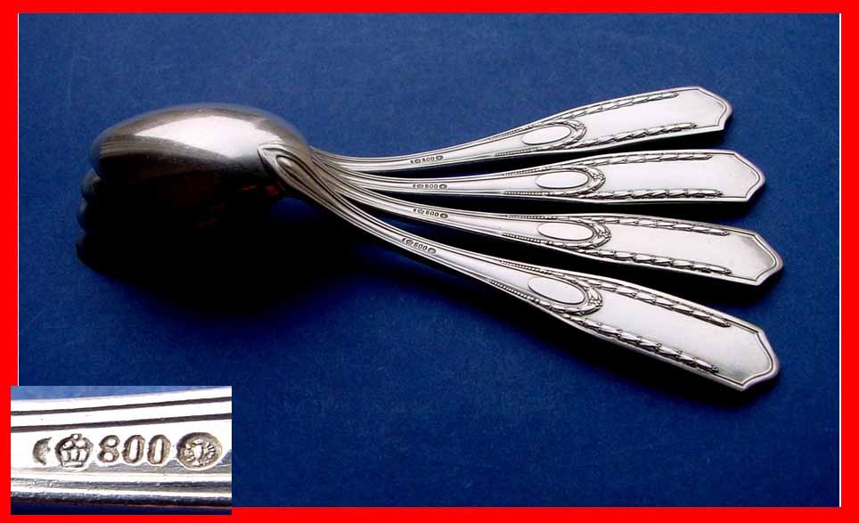 1. 3. Solid Teaspoon by Bruckmann, Empire Style, 800 Silver D419