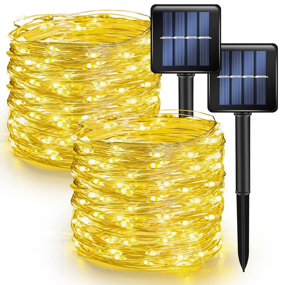 Dazzle Bright 2 Pack Solar String Lights Outdoor, Total 80FT 240LED Solar Pow...