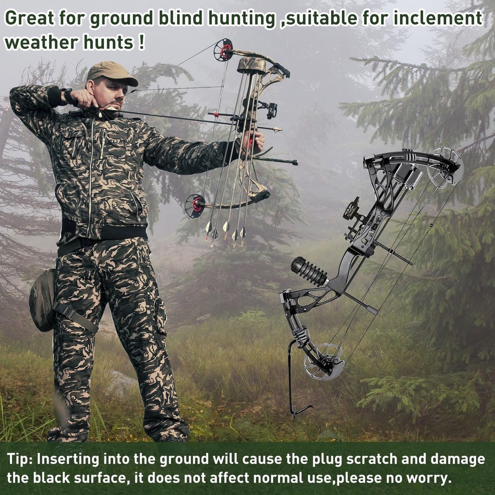 2 Pack Ground Bow Holder, Rustproof Hunting Ground Blind Bow Holder with Self...