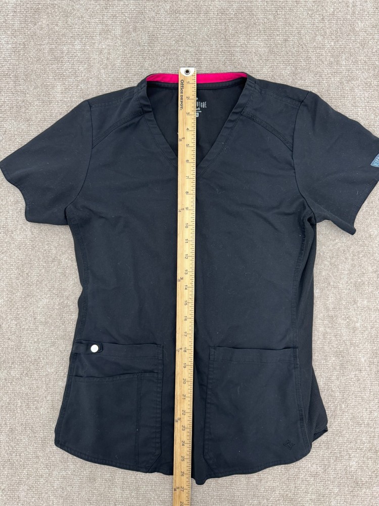 Medcouture Touch Solid Black Short Sleeve Scrub Top Womens Size XS
