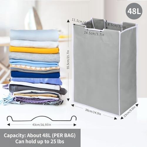 3 Bag Laundry Sorter Replacement Bags with 6 Handles, 3 Pack Large Hamper
