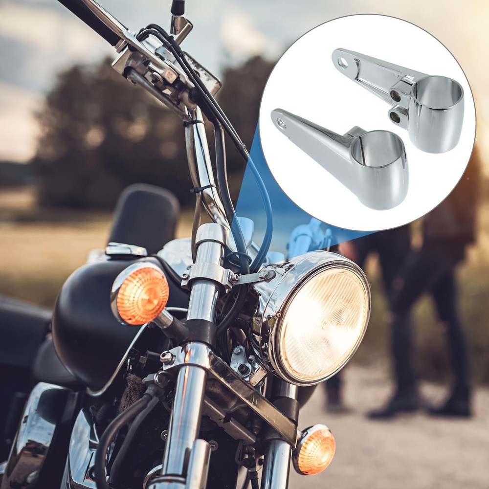 Universal Motorcycle Headlight Brackets Clamps Fork Ears 35mm-41mm Silver Tone