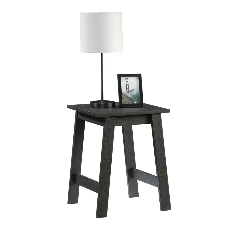 Small Square Wood Side Table, Black Finish