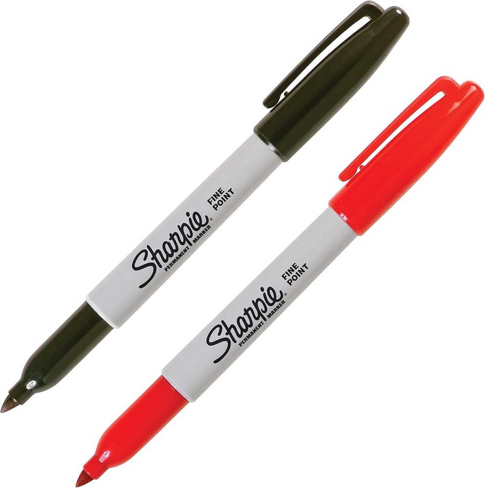 Fine Tip Permanent Markers, Black & Red 2-Pack