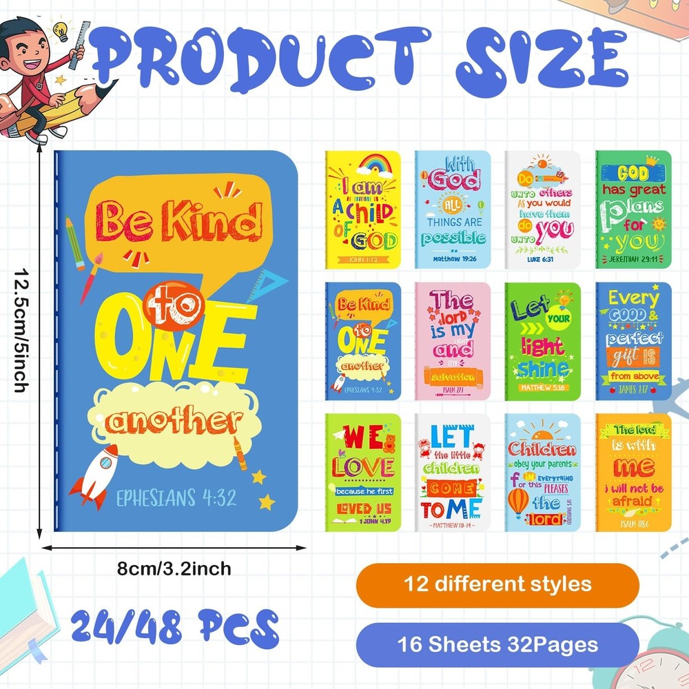 Gueevin 24 Pack Inspirational Notepads Mini Christian Motivational Notebooks ...