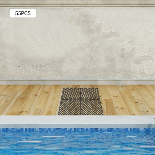 Black Square Interlocking Deck Tile 55 PCS Garage Floor Anti-Slip Deck Tiles
