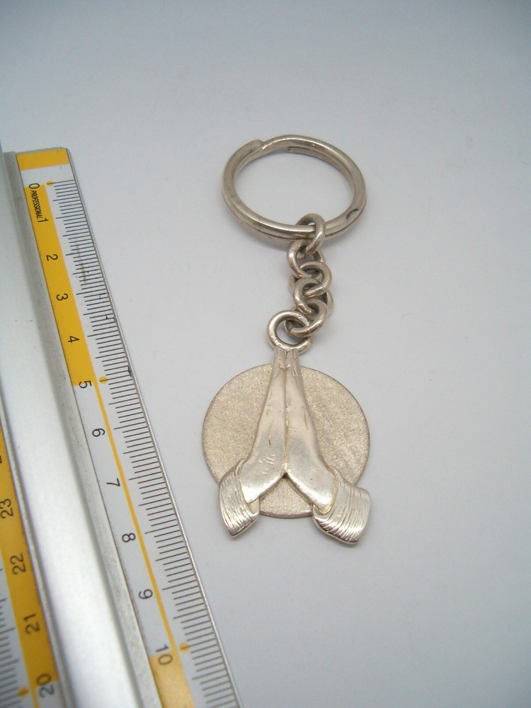 925 Silver PRAYER HANDS Keychain - Break -
