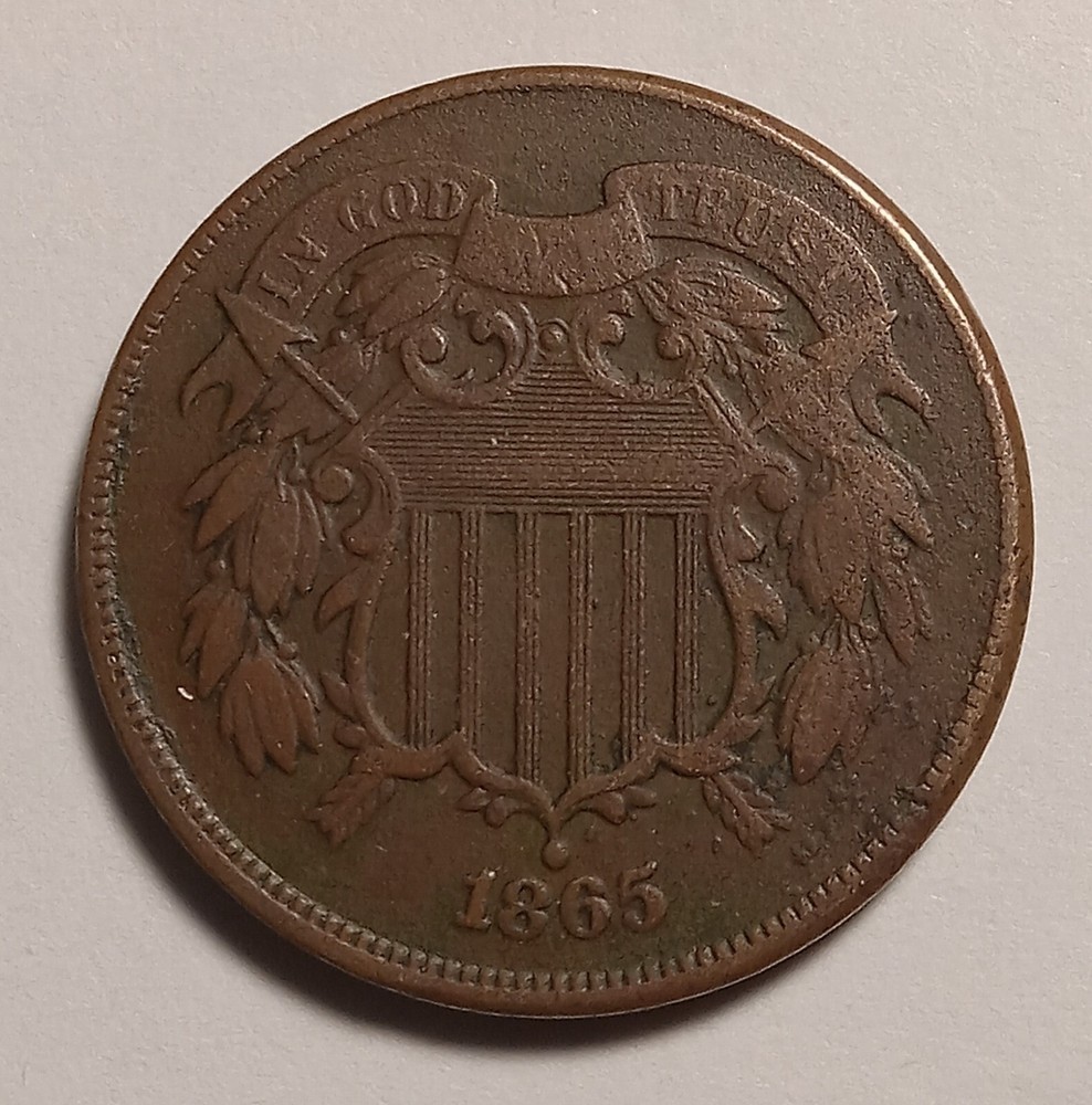 1865 TWO Cent Copper VF