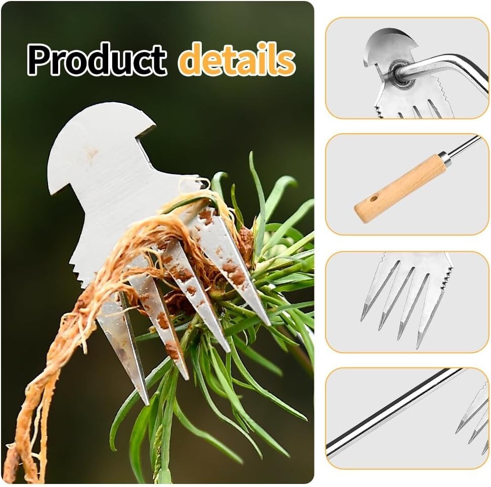 Lightweight & Durable Garden Weeder Tools with Ergonomic Pine Handles - 2 Pack
