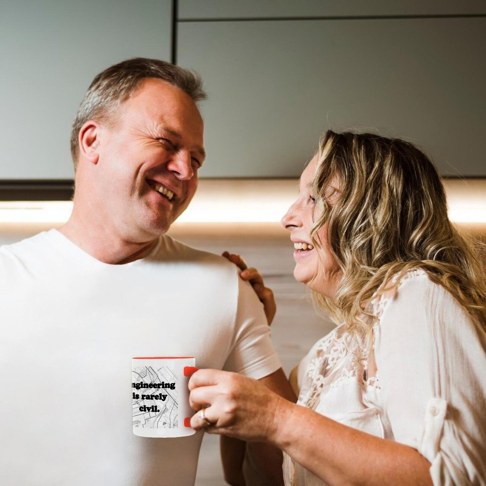 3dRose Engineering is Rarely Civil Mug, 11 oz, Red