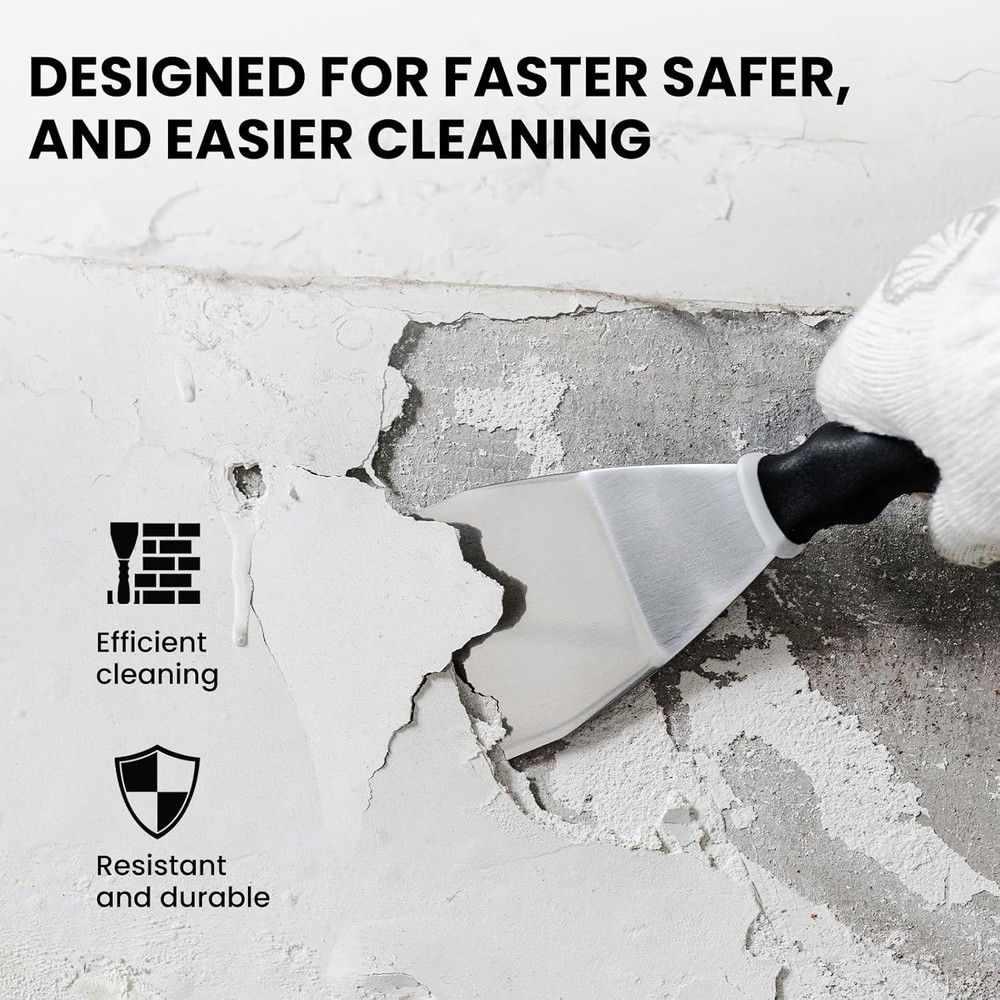 Bent Heavy Duty Scraper, 3" Bent Scraper with Pole Socket Hammer End, Stainless