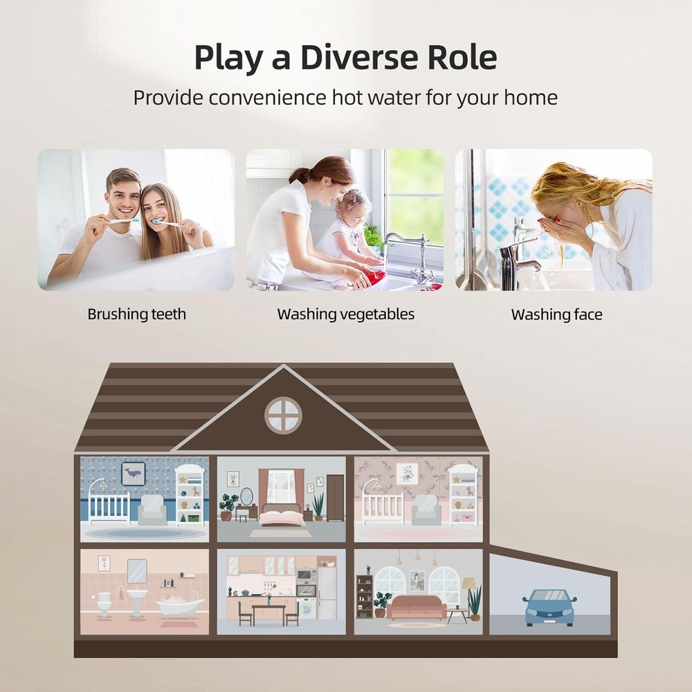 MIZUDO 8000W 240V Electric Tankless Water Heater LED Display Touch Control