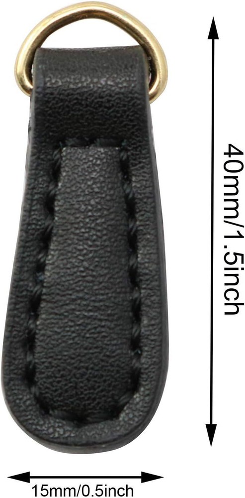 NX Garden 2pcs Genuine Leather Zipper Pulls Black Pull Strap Cord Zipper