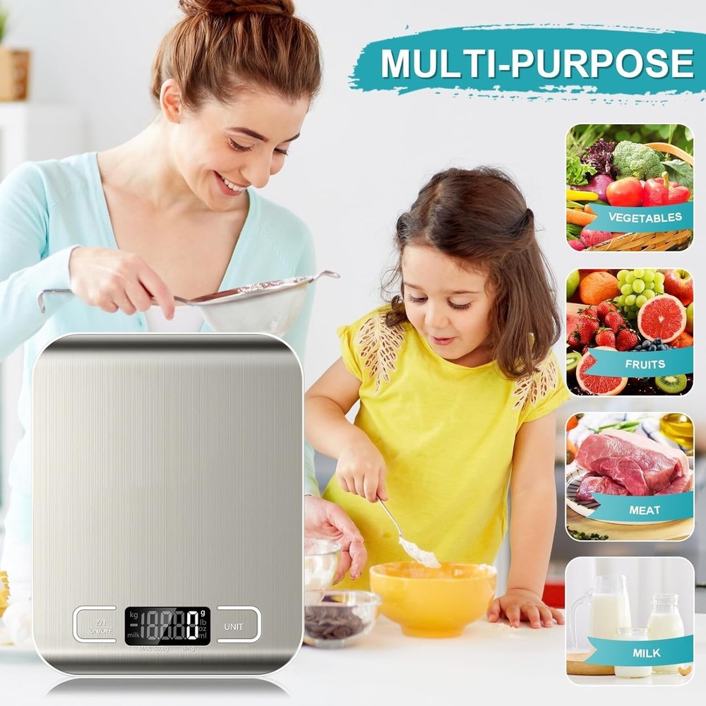 Food Scale, 11lb Kitchen Scale with 6 Units Tare Function & LCD Display, 0.05oz