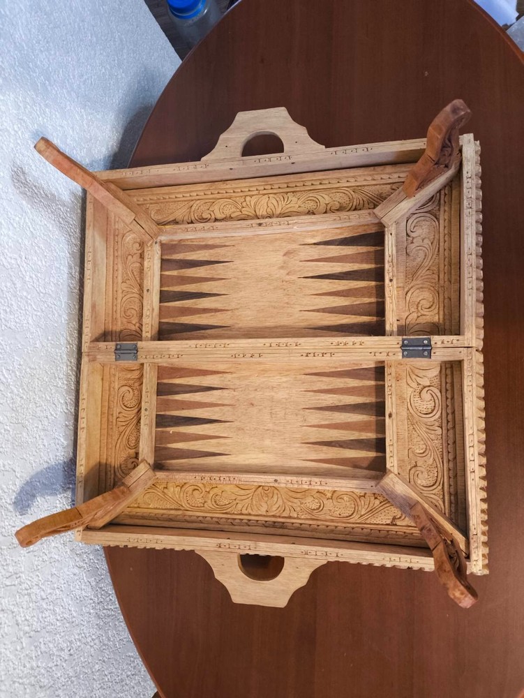 Hand Carved Wooden Aztec Chess Set Checkers (missing 4 checkers)