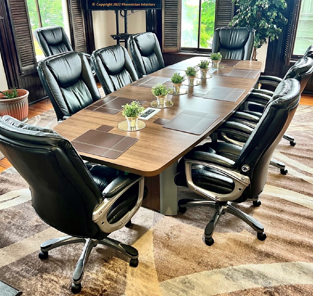 10' ft Modern Conference Table HIDE WIRES INSIDE LEGS Grommets for Power WALNUT