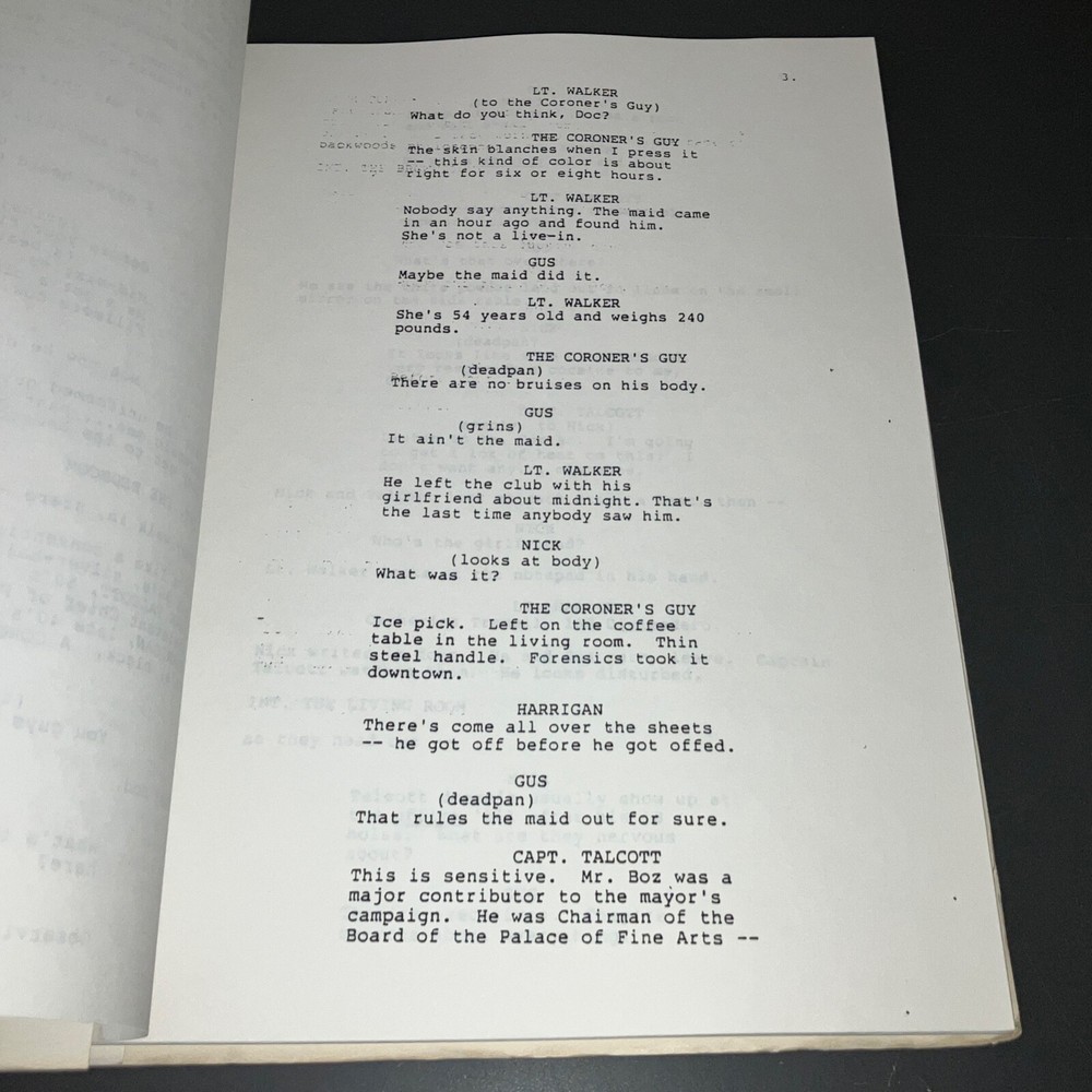 BASIC INSTINCT Undated Joe Eszterhas APA Agency Distribution Draft - A CLASSIC!