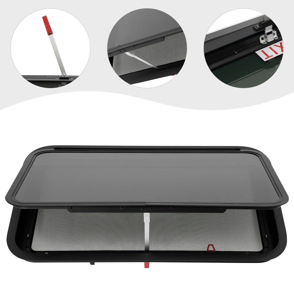 RV Rectangular Exit Window Push Out Glass Camper Window Venting Window 36*20 In