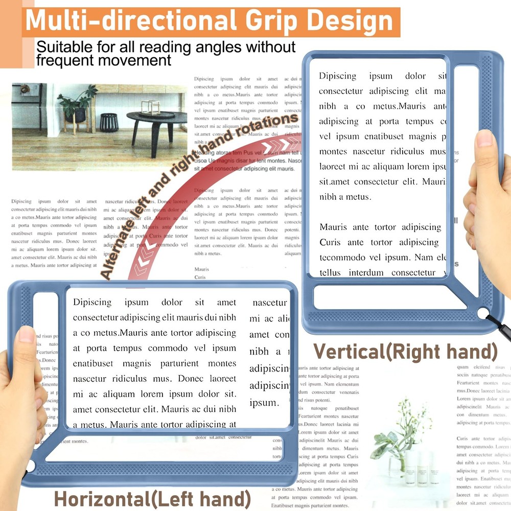 5X Full Page Magnifying Glass, Lightweight Rectangular Magnifier, Large Viewing